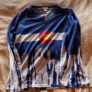 Colorado State Flag tie-dye long shelve t-shirt.